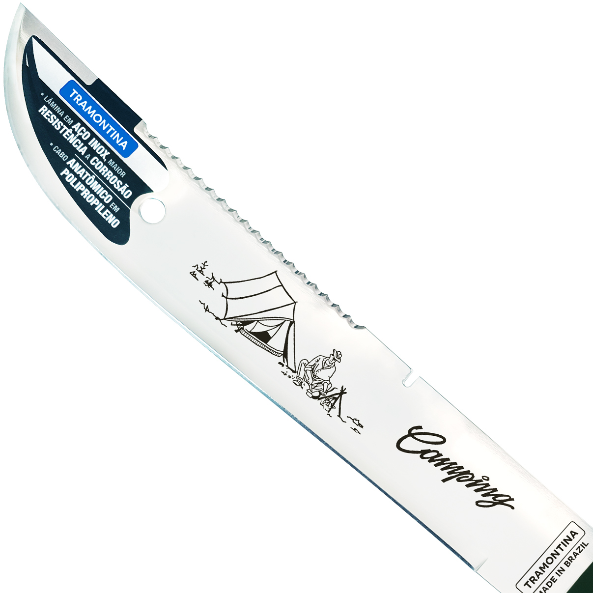 Facão Tramontina INOX 12 Polegadas para Camping Lâmina de Aço Inoxidável Cabo de Polipropileno Verde - Imagem 5