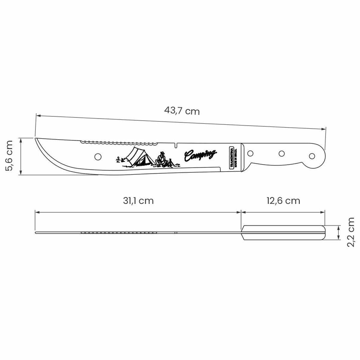 Facão Tramontina INOX 12 Polegadas para Camping Lâmina de Aço Inoxidável Cabo de Polipropileno Verde - Imagem 8