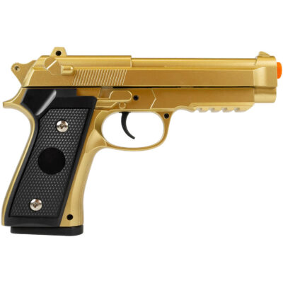 Pistola AIRSOFT Rossi Vigor VG PT92 V22 Gold Dourada Spring Mola Atira Esferas de Plástico BBs 6mm