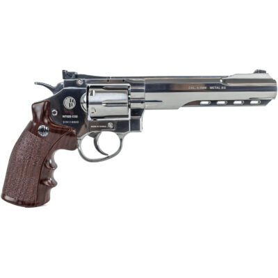 Revólver de Pressão Rossi W702S Co2 4.5mm Cromado Full Metal Cano 6 Polegadas Niquelado Wingun 4,5mm