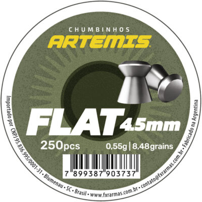 Chumbinho Artemis Flat 4,5mm (.177) 0,55g 8,48gr (250un) Match para Carabina de Pressão Tiro ao Alvo