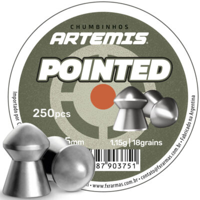 Chumbinho Artemis Pointed 5,5mm (.22) 1,15g 18grains (250un) Precisão para Carabina de Pressão PCP