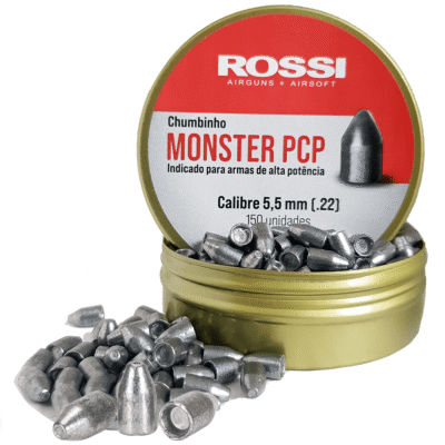 Chumbinho Rossi Monster PCP 5,5mm (.22) 1,80g 27,8 Grains 150un. para Carabina de Pressão Espingarda