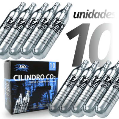 Cilindro de CO2 12g Leão Cápsula Ampola de Gás para Airsoft Paintball (Caixa com 10 unidades)