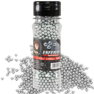 Esfera de Aço 4,5mm Leão Niquelado para Pistola Pressão Revólver Co2 Esferas Bolinha Metal (1700un)