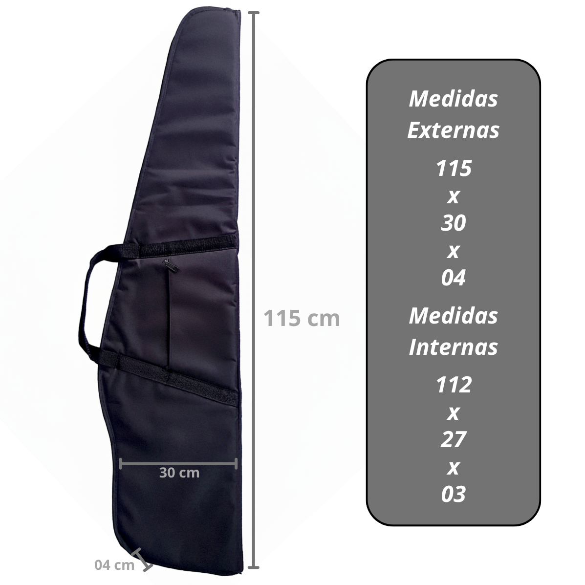 Capa para Carabina de Pressão com Luneta Premium 115x30cm Preta Estofada EPE 6mm Espingarda Rifle AT - Imagem 5