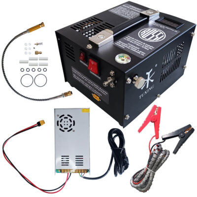 Compressor de Ar para Carabina PCP Rossi Tuxing 300 BAR 4350 PSI Alta Pressão Trivolt 12V 110V 220V