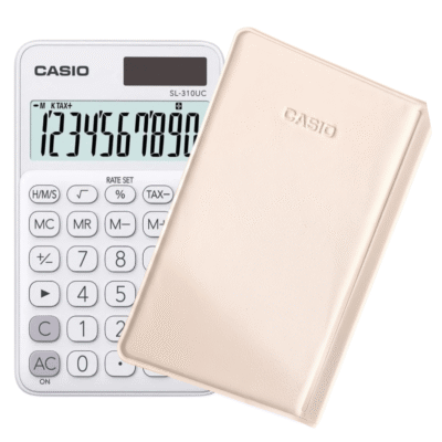 Calculadora de Bolso CASIO SL-310UC Branca 10 Dígitos Visor Grande Solar Bateria Função Taxa SL310UC