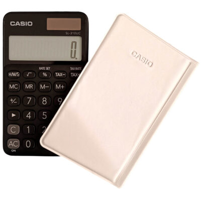 Calculadora de Bolso CASIO SL-310UC Preta 10 Dígitos Visor Grande Solar Bateria Função Taxa SL310UC