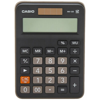 Calculadora Casio MX-12B Preta 12 Dígitos De Mesa Visor Extra Grande Digitação Simultânea de Teclas
