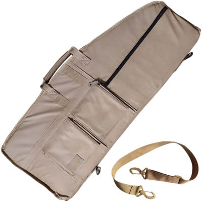 Capa para Carabina de Pressão Militari 98cm x 37cm Bege PCP Bullpup Estojo Couro Corotan Espuma 3cm