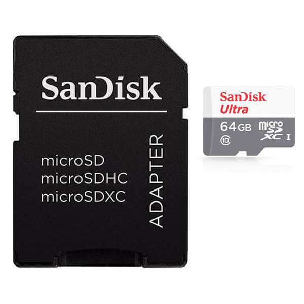 Cartão de Memória Sandisk Micro SD 64GB 80mb/s Ultra Classe 10 p/ Celular Câmera SDSQUNS-064G-GN3MA