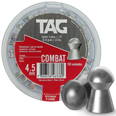 Chumbinho TAG Combat 4,5mm Diabolo 0,54g 8,34gr (100un) para Carabina de Pressão Pistola Revólver