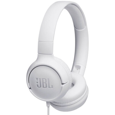 Fone de Ouvido JBL Tune 500 Branco Pure Bass Com Microfone Controle p/ Músicas Ligações Android iOS