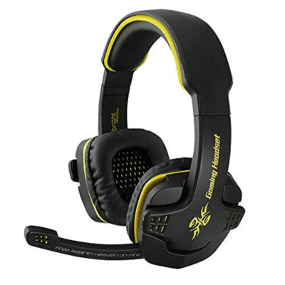 Headset Gamer 7.1 USB Bright 0354 Fone de Ouvido com Microfone Preto com Amarelo