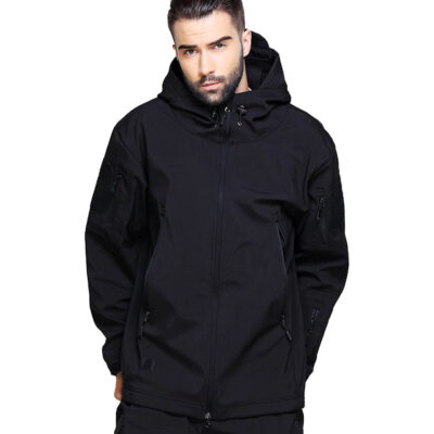 Jaqueta Masculina Preta Impermeável Outdoor Rossi GG Motoqueiro Forrada com Capuz Quente Inverno