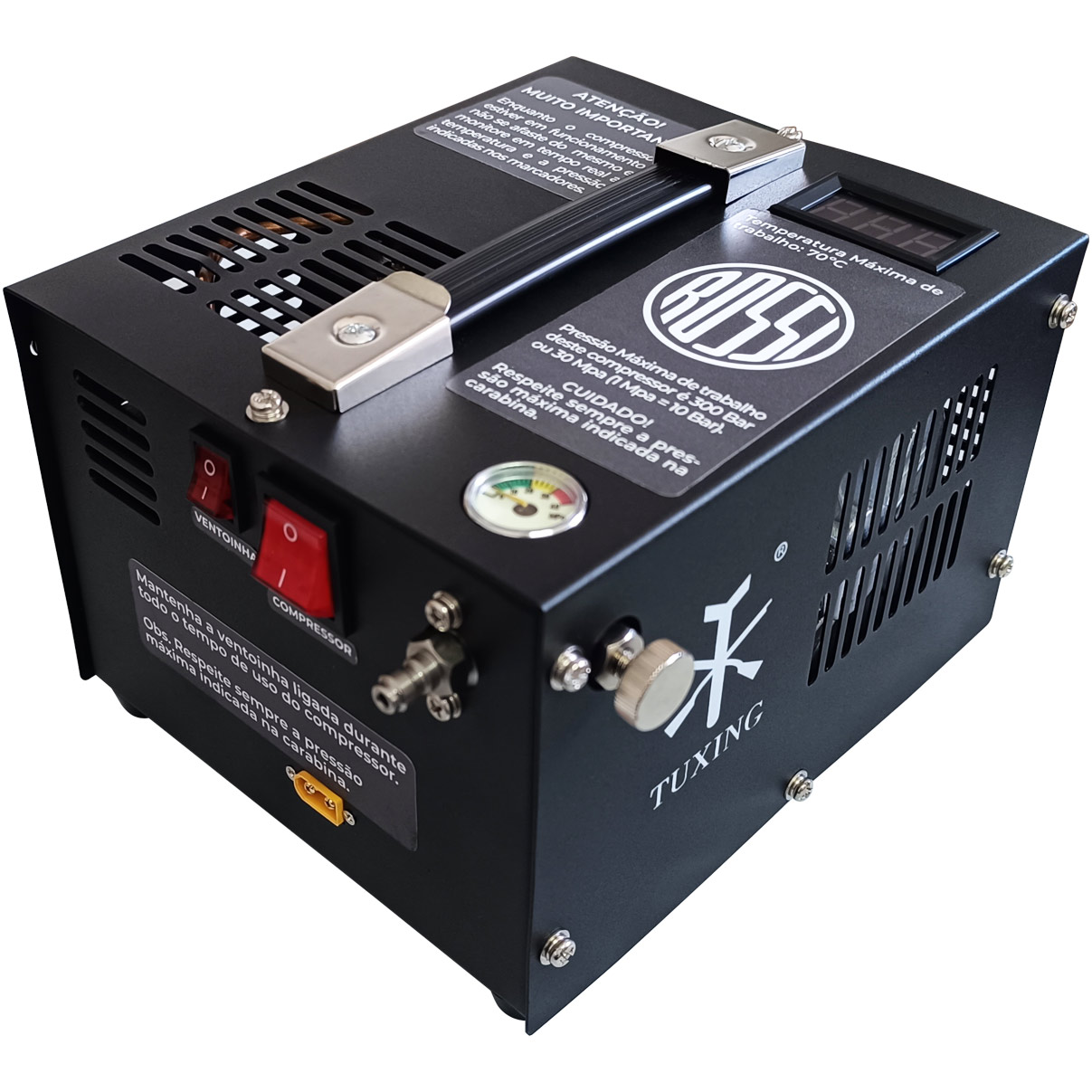 Compressor de Ar para Carabina PCP Rossi Tuxing 300 BAR 4350 PSI Alta Pressão Trivolt 12V 110V 220V - Imagem 5