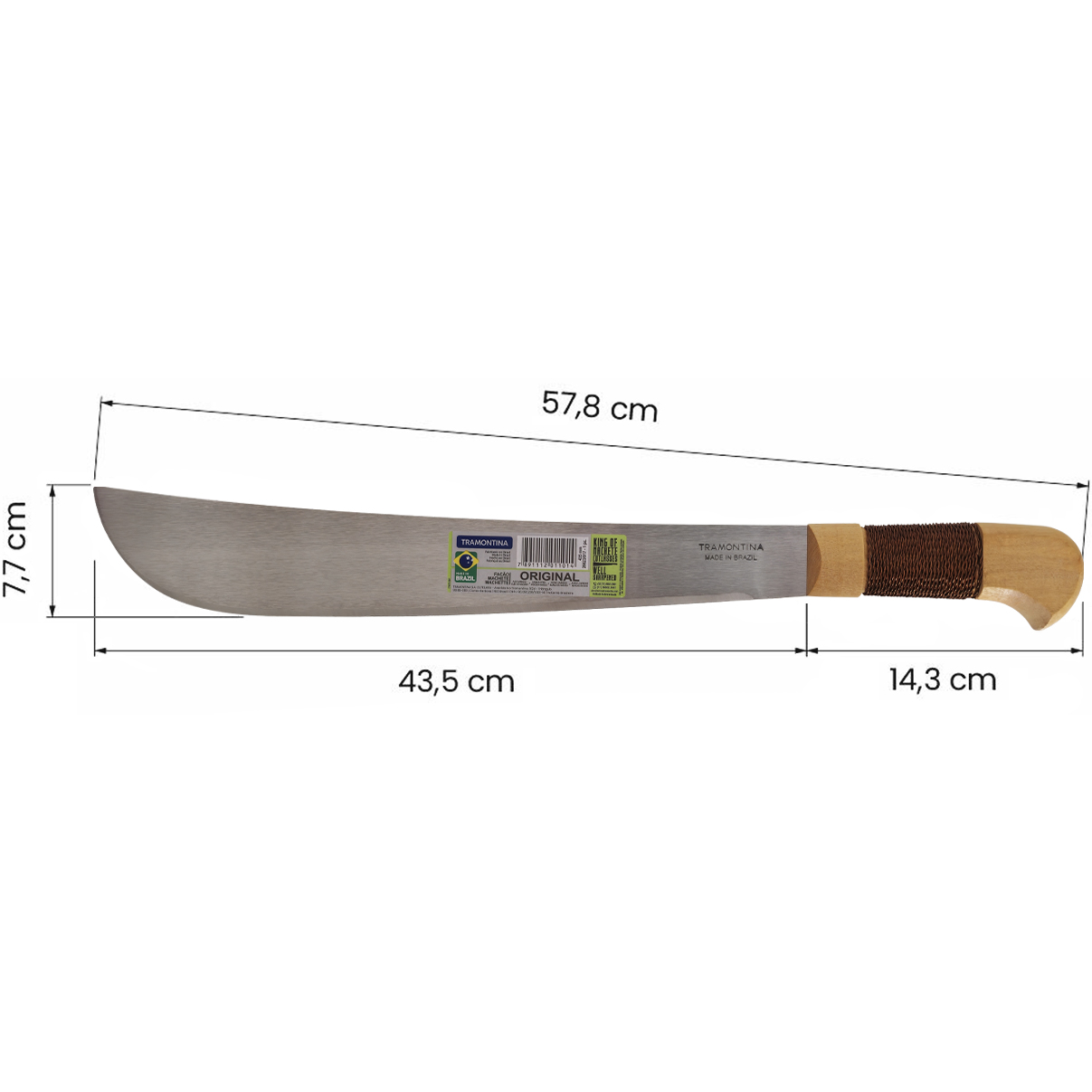 Facão Tramontina 17 Polegadas Cabo de Madeira para Mato Pesado 58cm Lâmina Aço Carbono de 43,5cm - Imagem 4