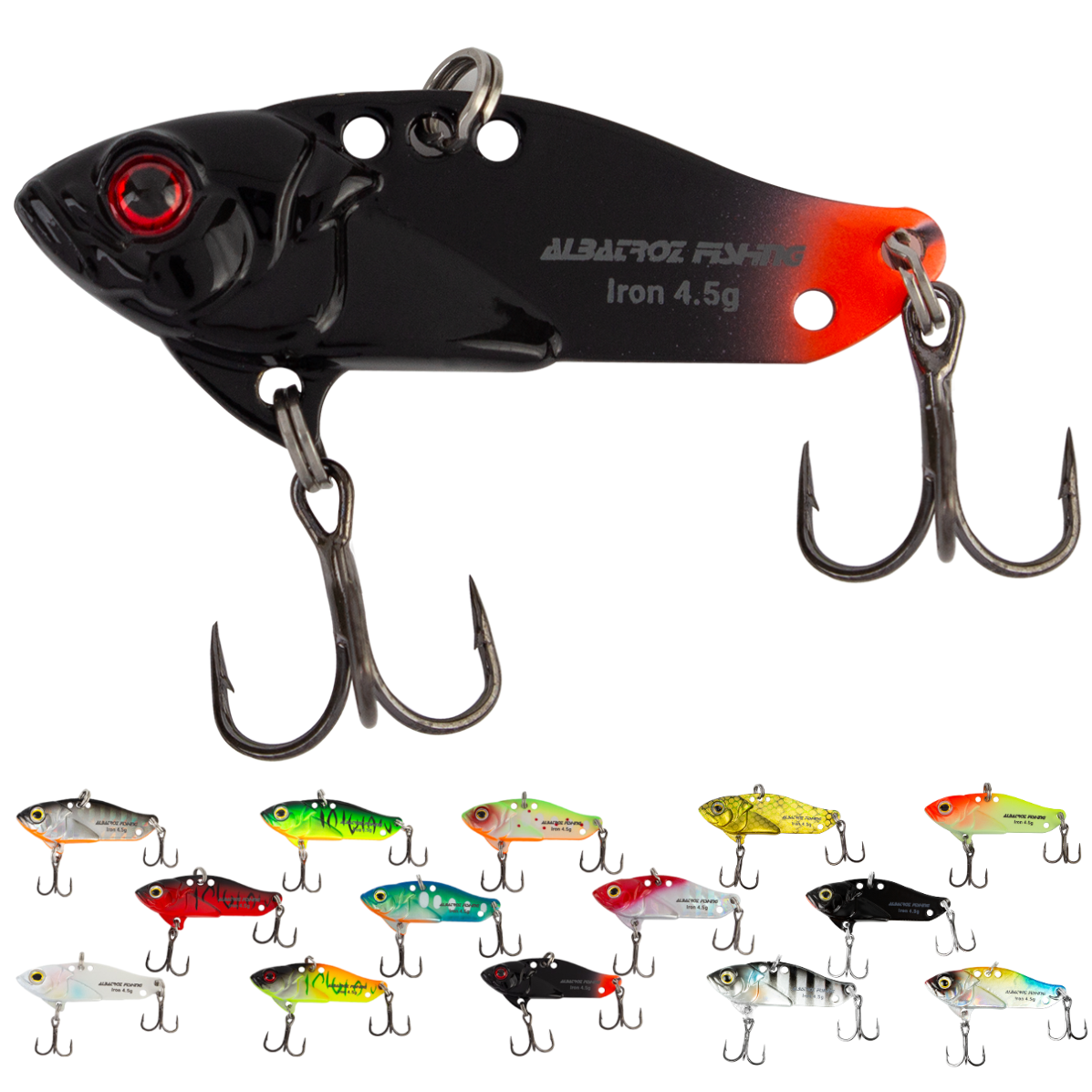 Isca Artificial Albatroz Ferrinho Iron Vibe 4,5g 35mm Preto com Vermelho 09 Fundo para Tilápia Joana - Imagem 2