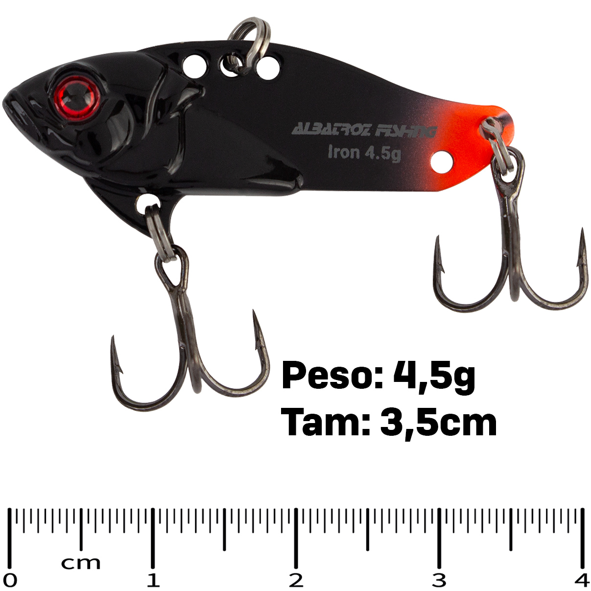 Isca Artificial Albatroz Ferrinho Iron Vibe 4,5g 35mm Preto com Vermelho 09 Fundo para Tilápia Joana - Imagem 4