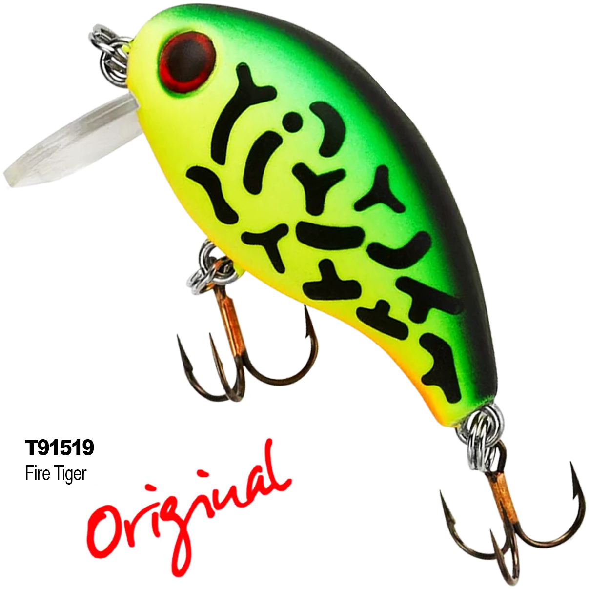 Isca Artificial REBEL Teeny Wake-R Fire Tiger Verde Amarela Laranja T91519 para Tilápia Black Bass - Imagem 5
