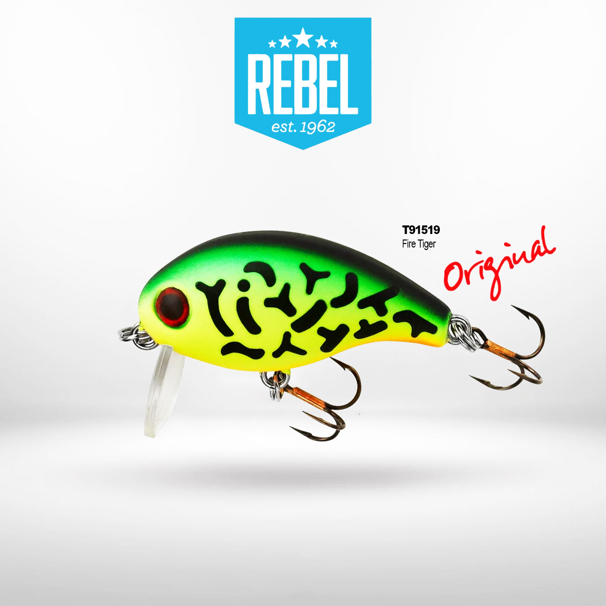 Isca Artificial REBEL Teeny Wake-R Fire Tiger Verde Amarela Laranja T91519 para Tilápia Black Bass - Imagem 3