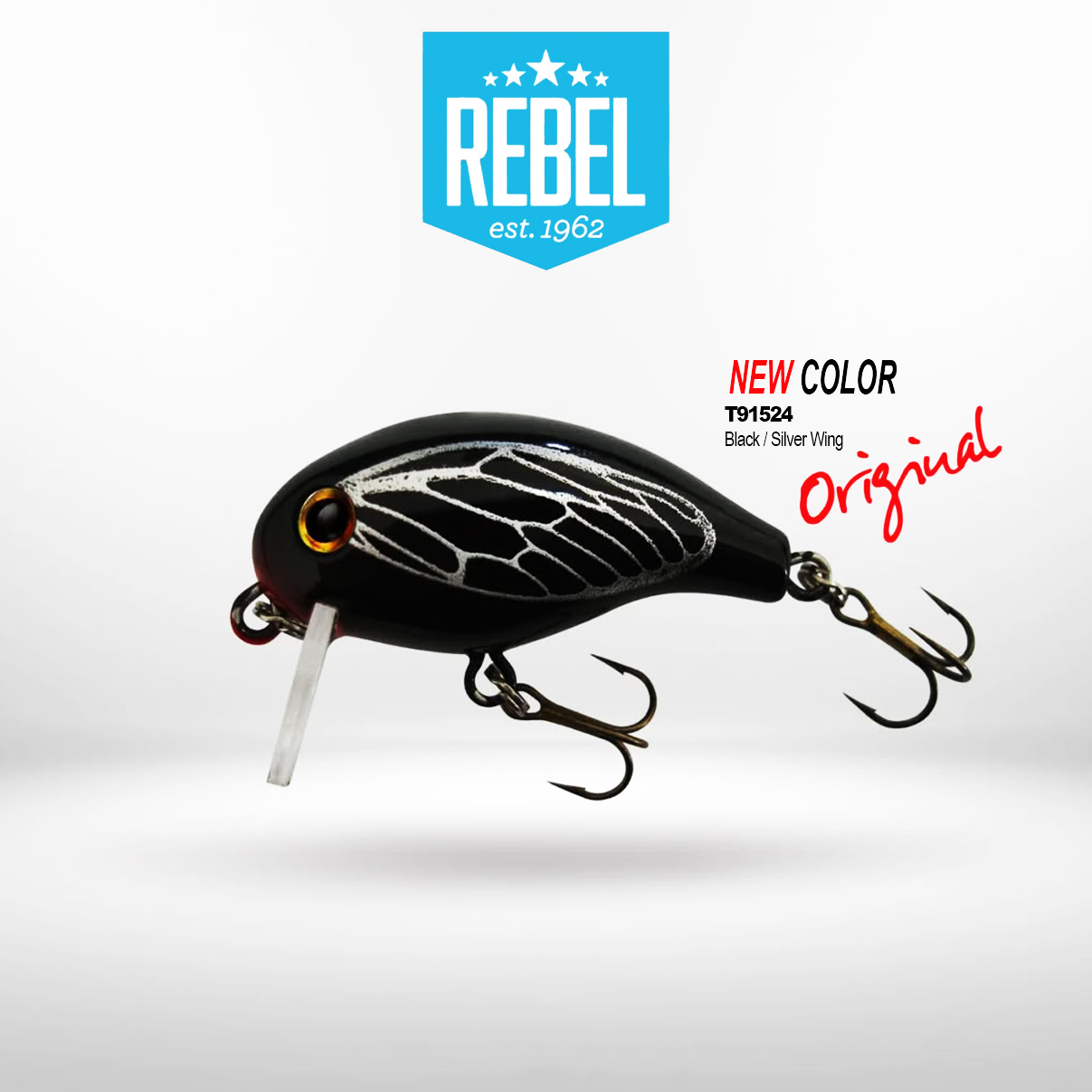 Isca Artificial REBEL Teeny Wake-R Preta com Asa Prateada T91524 Superfície para Tilápia Black Bass - Imagem 3