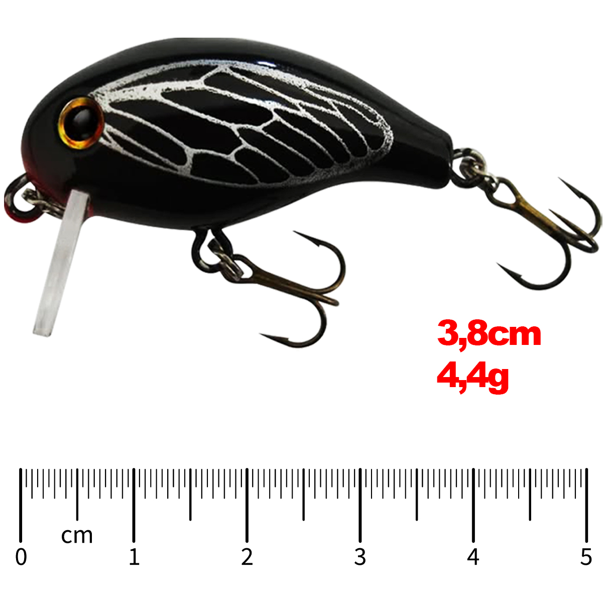 Isca Artificial REBEL Teeny Wake-R Preta com Asa Prateada T91524 Superfície para Tilápia Black Bass - Imagem 4