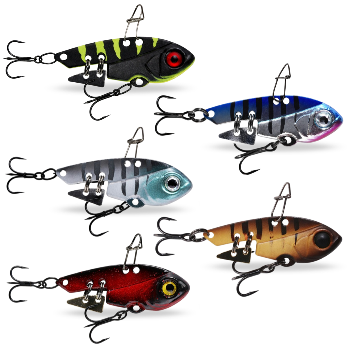 Isca Artificial Ferrinho Marine Mini Vib 3.6g 3.3cm Cinza Grey Green Head Tiger Fundo Cor GGHT89 - Imagem 3