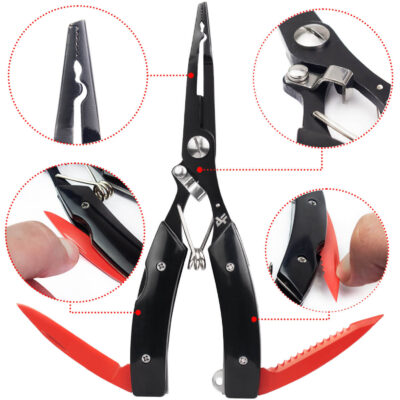 Alicate de Pesca INOX  Albatroz LYQ-1006 Aço Inoxidável Cortador Tesoura para Linha Multi Canivete