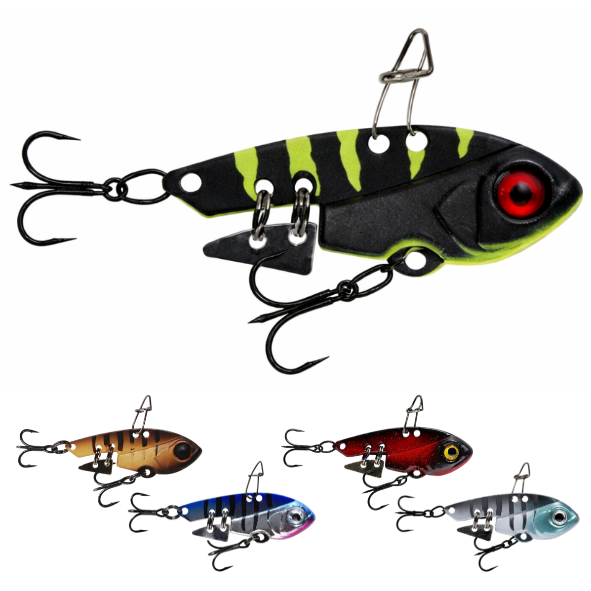 Isca Artificial Ferrinho Marine Mini Vib 3,6g 3.3cm Preto Verde Black Chatreuse Tiger Fundo BKCT79 - Imagem 4