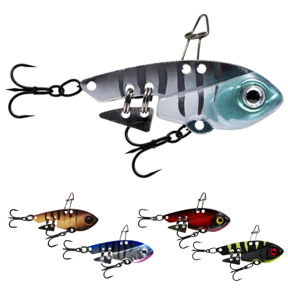 Isca Artificial Ferrinho Marine Mini Vib 3.6g 3.3cm Cinza Grey Green Head Tiger Fundo Cor GGHT89 - Imagem 4