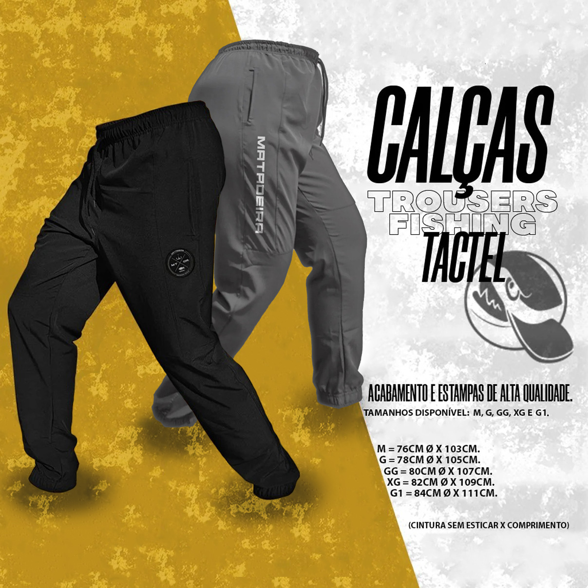 Calça de Pesca Cinza Matadeira P Tactel Fishing Confortável Leve Fina Solta Fresca - Imagem 4