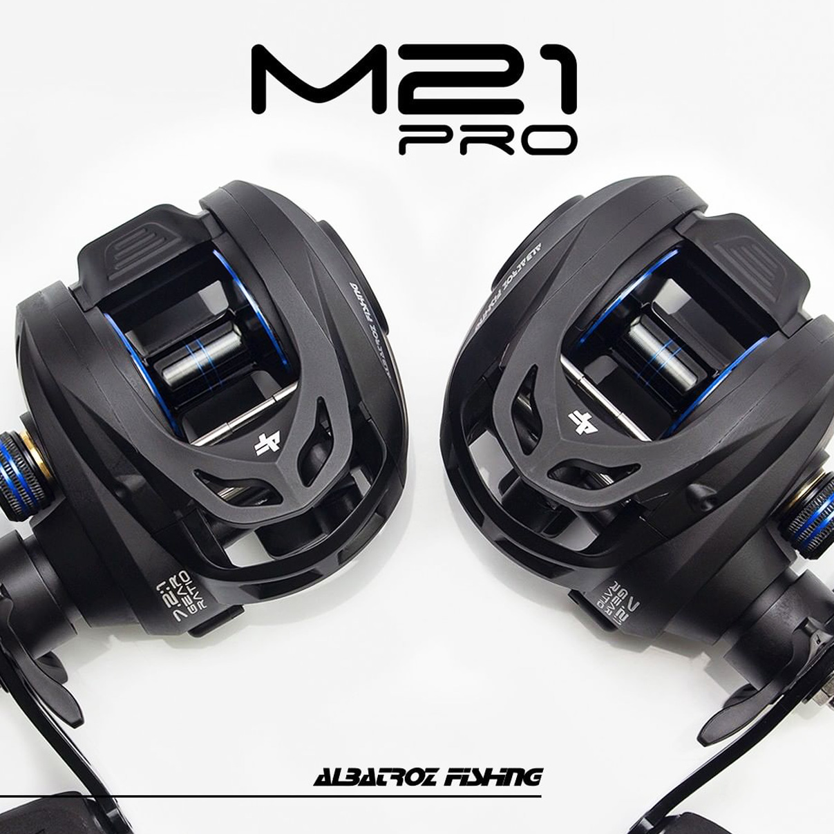Carretilha Albatroz M21 PRO Black Blue Manivela Direita Azul - Imagem 6