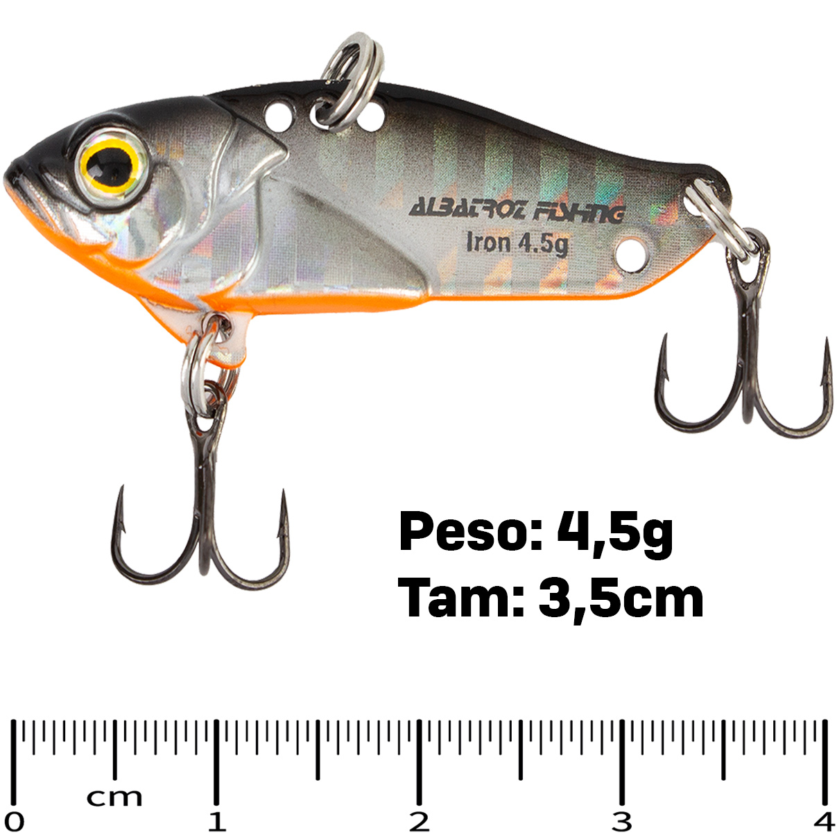 Isca Artificial Albatroz Ferrinho Iron Vibe 4,5g 35mm Cor 02 Cinza Fundo para Tilápia Jacundá Joana - Imagem 7