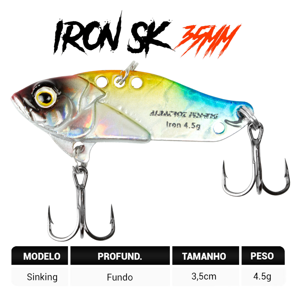 Isca Artificial Albatroz Ferrinho Iron Vibe 4,5g 35mm Colorido 14 para Tilápia Joana - Imagem 6