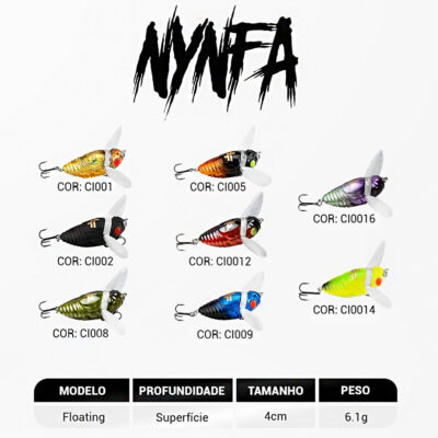 Isca Artificial Hard Albatroz Fishing Nynfa Cigarra Cigarrinha para Tilápia Black Bass Tucunaré – Cores 01