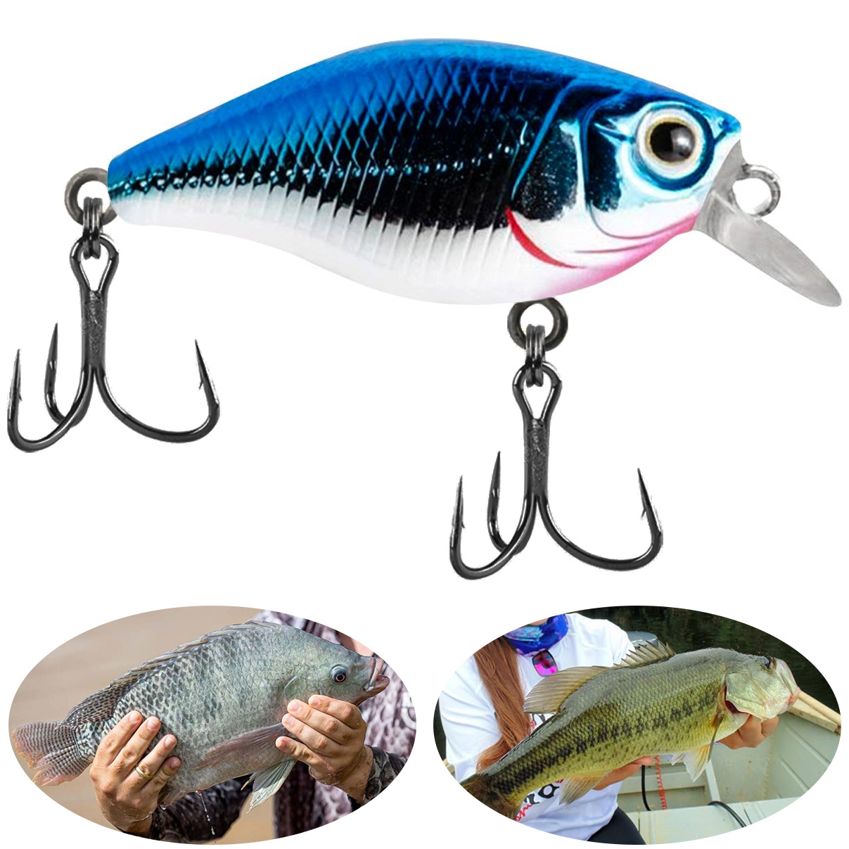 Isca Artificial Marine Mini Crank Pequena CHB11 Prateada Azul 3.8cm 4g Meia Água Tilápia Black Bass - Imagem 6