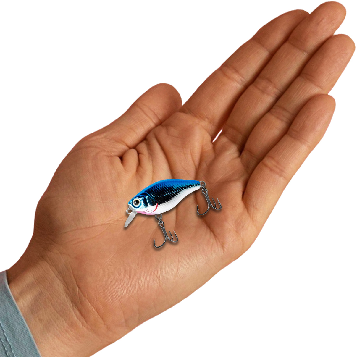 Isca Artificial Marine Mini Crank Pequena CHB11 Prateada Azul 3.8cm 4g Meia Água Tilápia Black Bass - Imagem 4