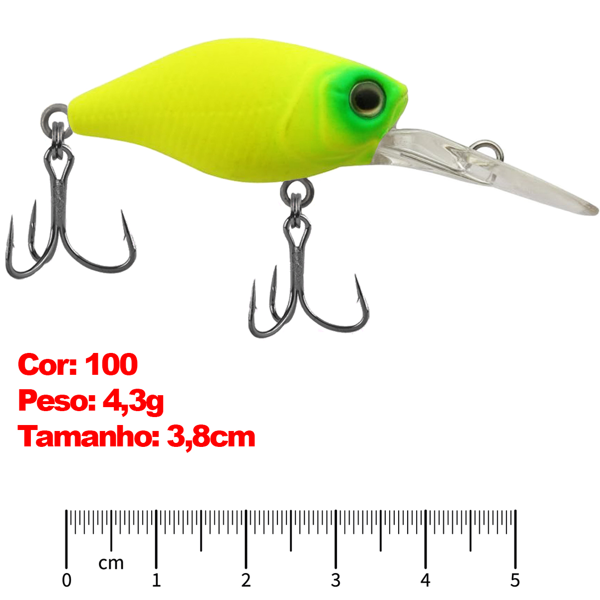 Isca Artificial Marine Mini Crank DEEP 100 Amarela 3.8cm 4,3g Barbeluda Para Tilápia Black Bass - Imagem 3