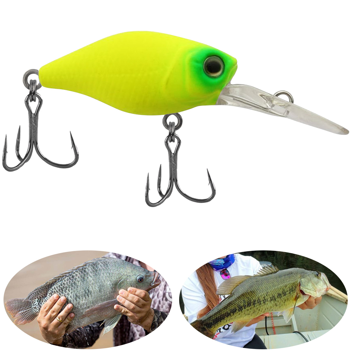 Isca Artificial Marine Mini Crank DEEP 100 Amarela 3.8cm 4,3g Barbeluda Para Tilápia Black Bass - Imagem 5
