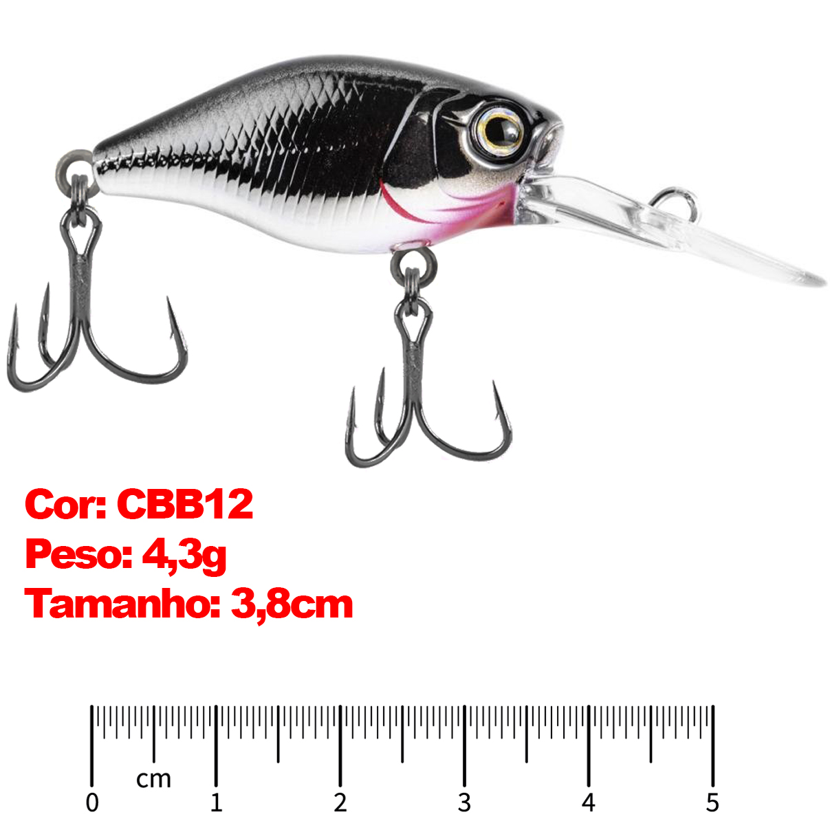 Isca Artificial Marine Mini Crank DEEP CBB12 Prateada 3.8cm 4,3g Barbeluda Para Tilápia Black Bass - Imagem 3