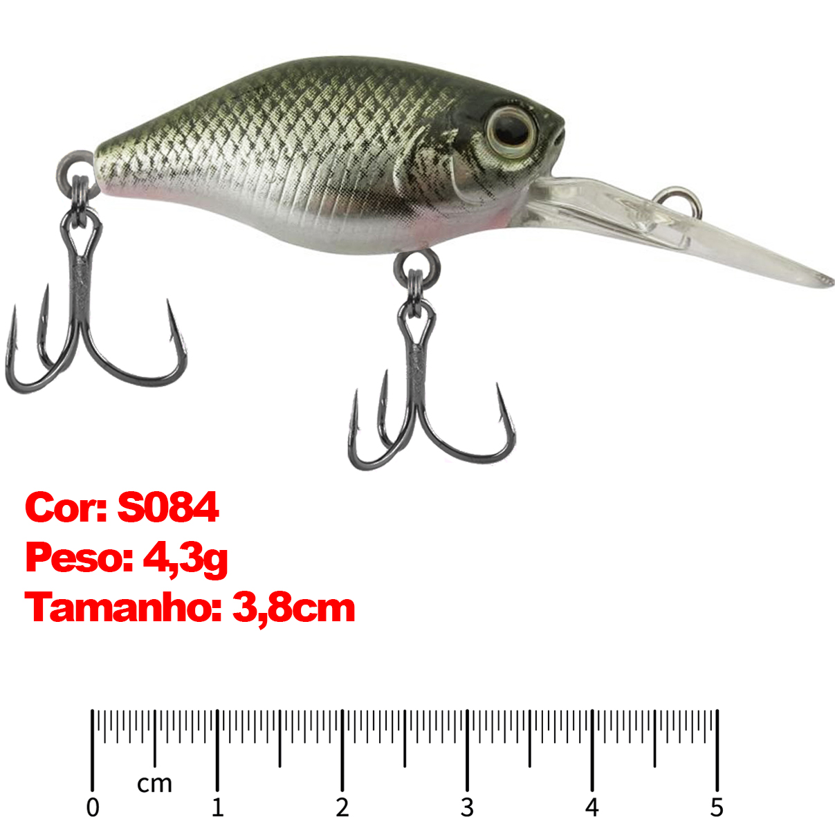 Isca Artificial Marine Mini Crank DEEP S084 Cinza 3.8cm 4,3g Barbeluda Para Tilápia Black Bass - Imagem 3