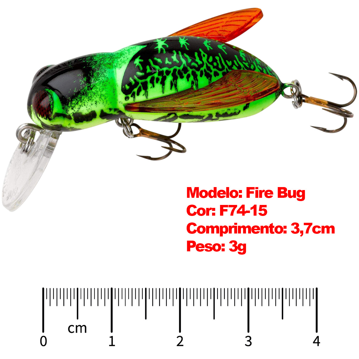 Isca Artificial REBEL Bumble Bug Inseto Abelha Mosca Amarela/Verde F74-15 Pequena 3,7cm 3g para Tilápia Black Bass - Imagem 3