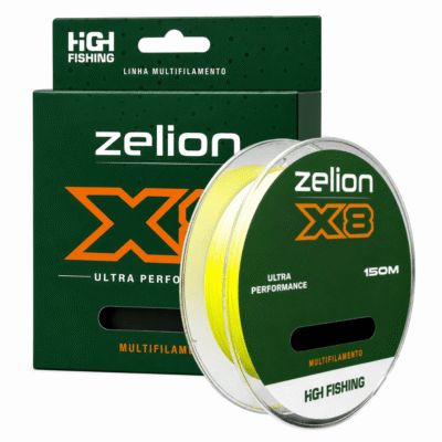 Linha de Pesca Multifilamento HG ZELION X8 (8X) 0,12mm 14lbs Amarela 150 Metros