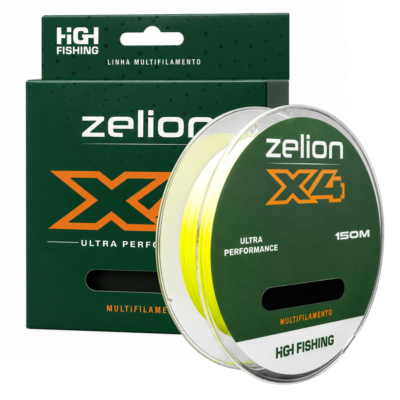 Linha de Pesca Multifilamento HG ZELION X4 (4X) 0,10mm Amarela 150 Metros
