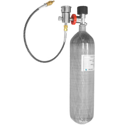 KIT Cilindro de Ar para Carabina PCP 3L Carbono + Válvula + Estação de Recarga FXR