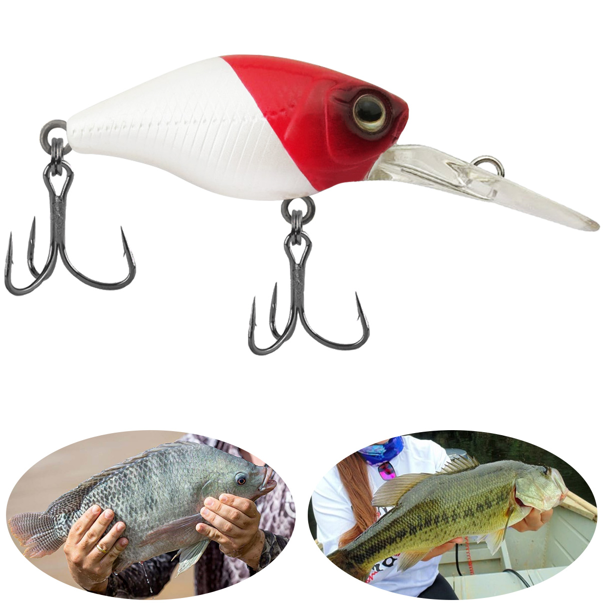 Isca Artificial Marine Mini Crank DEEP 014 Vermelho e Branco 3.8cm 4,3g Barbeluda Para Tilápia Black Bass - Imagem 6