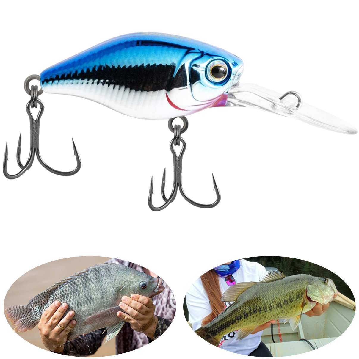 Isca Artificial Marine Mini Crank DEEP CHB11 Azul Prateada 3.8cm 4,3g Barbeluda Para Tilápia Bass - Imagem 6