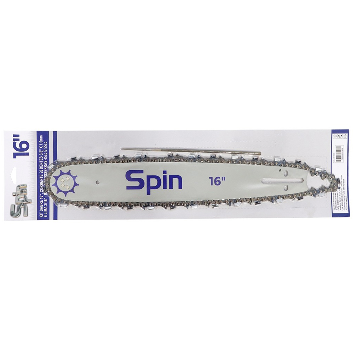 Combo Sabre 16 Polegadas + Corrente 28 Dentes 3/8 x 1,5mm + Lima Spin Para Motosserra 45cc e 55cc - Imagem 5